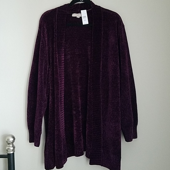 Nwt Loft Purple Chenille Cardigan 